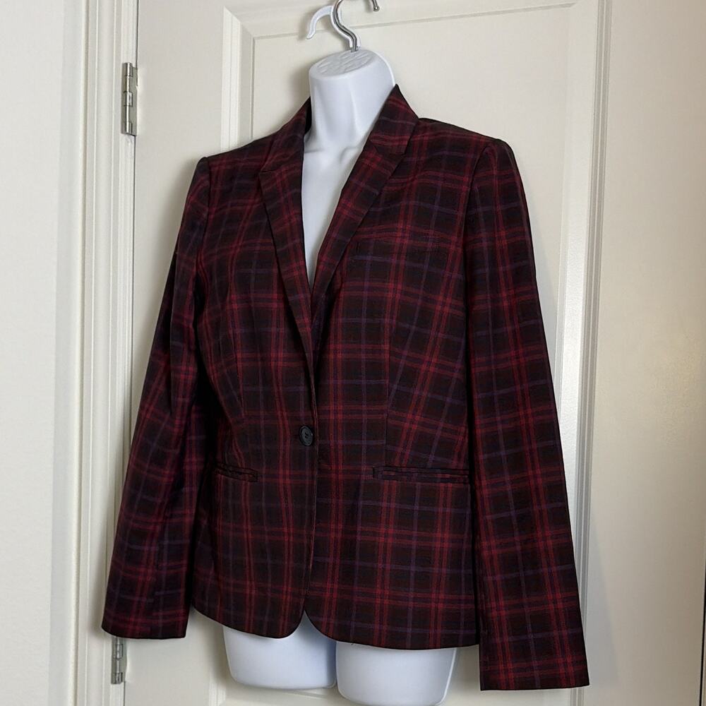 Tommy Hilfiger Plaid Blazer Elbow Patches 8 Preppy Academia